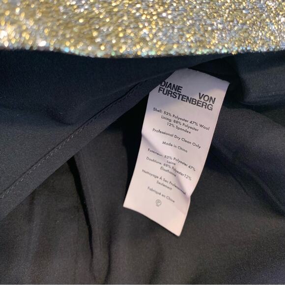 Diane Von Furstenberg Hadlie two metallic gold jacquard sheath dress DVF size 6 - Picture 7 of 13